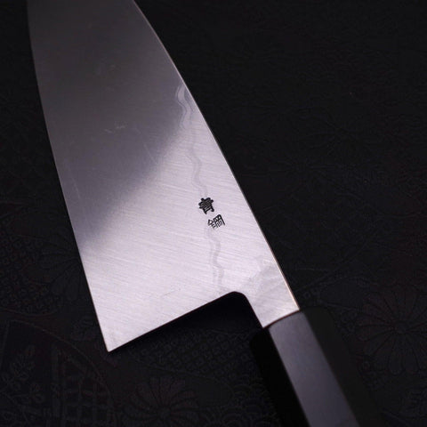 Deba Blue steel #2 Suminagashi Buffalo Ebony Handle 165mm-[Musashi]-[Japanese-Kitchen-Knives]