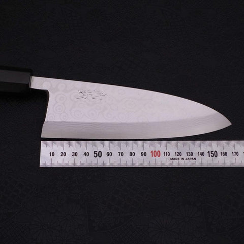 Deba Blue steel #2 Suminagashi Buffalo Ebony Handle 165mm-[Musashi]-[Japanese-Kitchen-Knives]