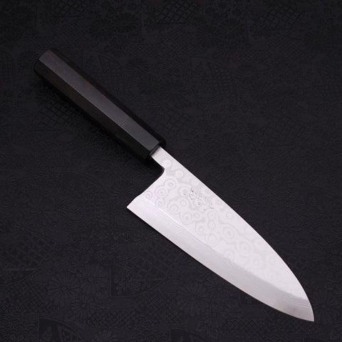 Deba Blue steel #2 Suminagashi Buffalo Ebony Handle 165mm-[Musashi]-[Japanese-Kitchen-Knives]