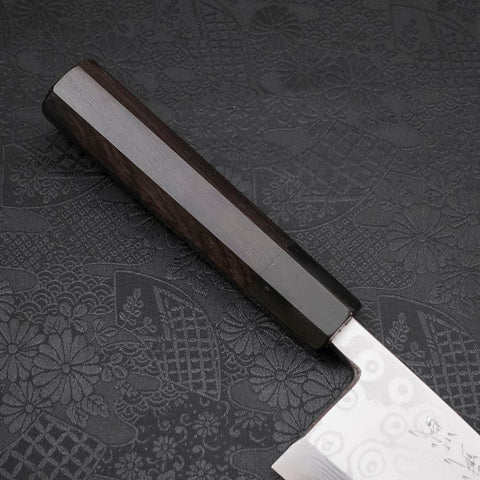 Deba Blue steel #2 Suminagashi Buffalo Ebony Handle 180mm-Blue steel #2-Damascus-Japanese Handle-[Musashi]-[Japanese-Kitchen-Knives]