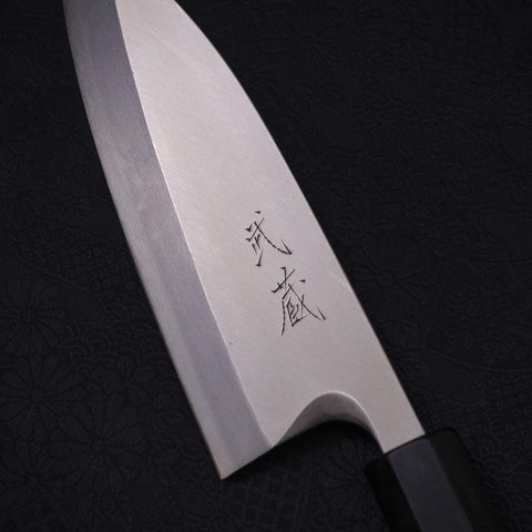 Deba Left Hand Silver Steel #3 Kasumi Buffalo Ebony Handle 165mm-Silver steel #3-Polished-Japanese Handle-[Musashi]-[Japanese-Kitchen-Knives]