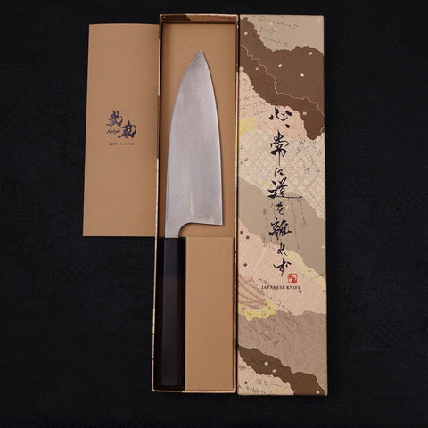 Deba Left Hand Silver Steel #3 Kasumi Buffalo Ebony Handle 165mm-Silver steel #3-Polished-Japanese Handle-[Musashi]-[Japanese-Kitchen-Knives]