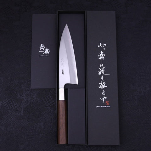 Deba Stainless Clad Blue Steel #2 Walnut Handle 165mm-Blue Steel #2-Japanese Handle-[Musashi]-[Japanese-Kitchen-Knives]