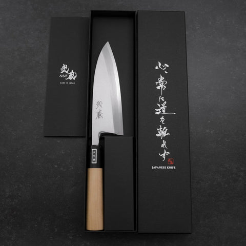 Deba White steel #2 Kasumi Buffalo Magnolia Handle 150mm-White steel #2-Kasumi-Japanese Handle-[Musashi]-[Japanese-Kitchen-Knives]