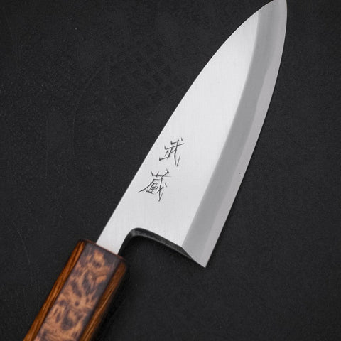 Deba White steel #2 Kasumi Sumi Urushi Handle 120mm-White steel #2-Kasumi-Japanese Handle-[Musashi]-[Japanese-Kitchen-Knives]