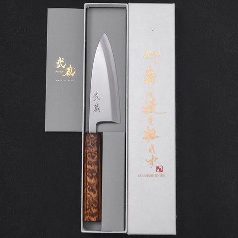 Deba White steel #2 Kasumi Sumi Urushi Handle 120mm-White steel #2-Kasumi-Japanese Handle-[Musashi]-[Japanese-Kitchen-Knives]