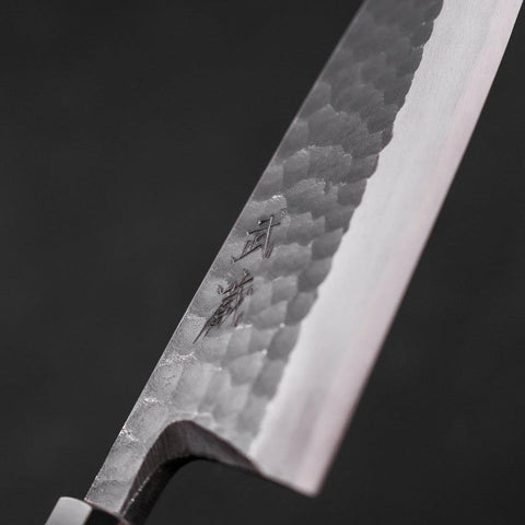 Deba White steel #2 Kurouchi Tsuchime Buffalo Teak Handle 180mm-[Musashi]-[Japanese-Kitchen-Knives]