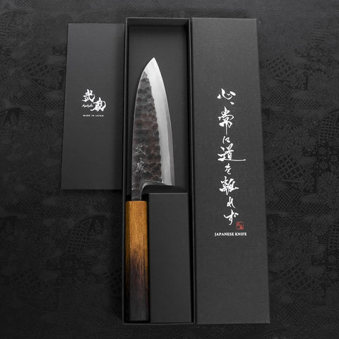 Deba White steel #2 Kurouchi Tsuchime Yaki Urushi Handle 150mm-White steel #2-Kurouchi-Japanese Handle-[Musashi]-[Japanese-Kitchen-Knives]