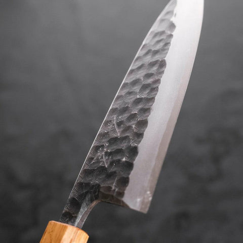 Deba White steel #2 Kurouchi Tsuchime Yaki Urushi Handle 165mm-White steel #2-Kurouchi-Japanese Handle-[Musashi]-[Japanese-Kitchen-Knives]