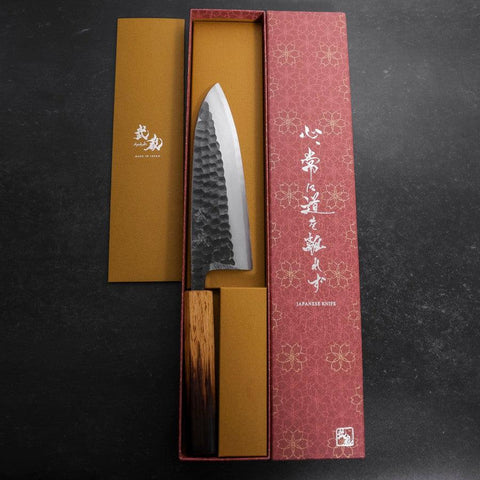 Deba White steel #2 Kurouchi Tsuchime Yaki Urushi Handle 180mm-[Musashi]-[Japanese-Kitchen-Knives]