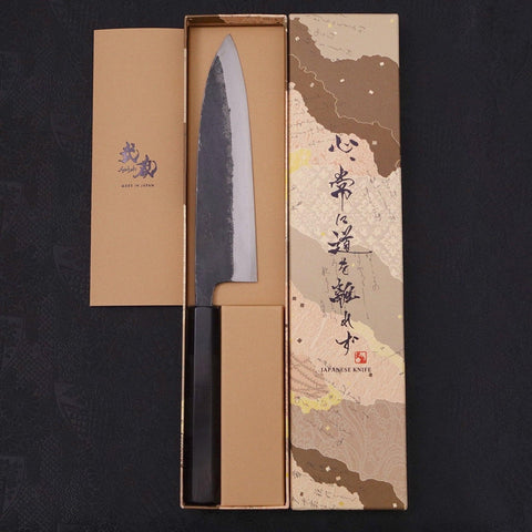 Funayuki Sabaki Blue Super Kurouchi Buffalo Ebony Handle 180mm-Blue Super-Kurouchi-Japanese Handle-[Musashi]-[Japanese-Kitchen-Knives]