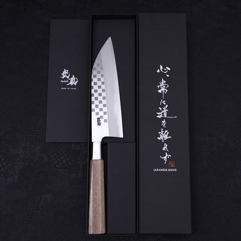 Funayuki Silver Steel #3 Ichimatsu Walnut Handle 165mm-Silver Steel #3-Japanese Handle-[Musashi]-[Japanese-Kitchen-Knives]