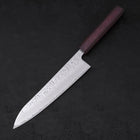 Gyuto AUS-10 Mirror Tsuchime Damascus Purple Urushi Handle 210mm-AUS-10-Damascus-Japanese Handle-[Musashi]-[Japanese-Kitchen-Knives]