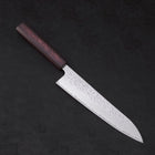 Gyuto AUS-10 Mirror Tsuchime Damascus Purple Urushi Handle 210mm-AUS-10-Damascus-Japanese Handle-[Musashi]-[Japanese-Kitchen-Knives]