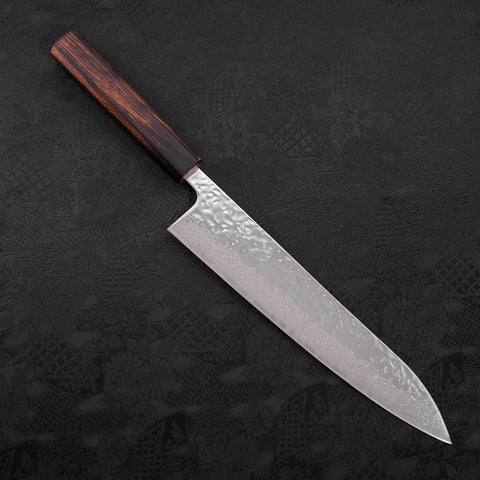 Gyuto AUS-10 Mirror Tsuchime Damascus Sumi Urushi Handle 240mm-AUS-10-Damascus-Japanese Handle-[Musashi]-[Japanese-Kitchen-Knives]