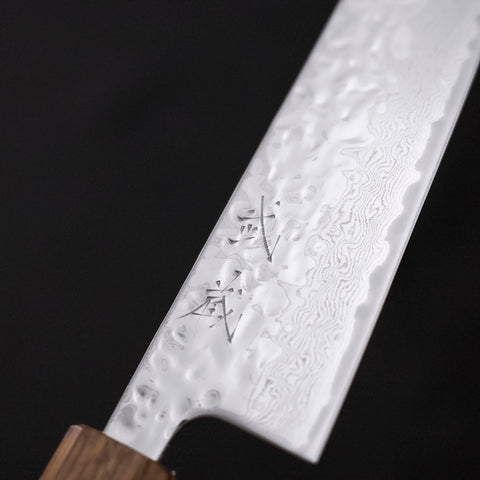 Gyuto AUS-10 Mirror Tsuchime Damascus Yaki Urushi Handle 180mm-AUS-10-Damascus-Japanese Handle-[Musashi]-[Japanese-Kitchen-Knives]