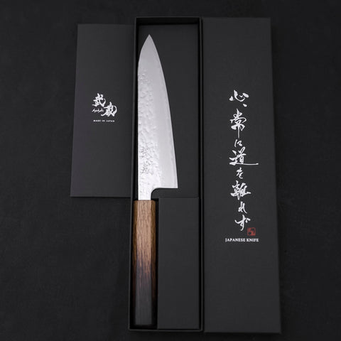 Gyuto AUS-10 Mirror Tsuchime Damascus Yaki Urushi Handle 180mm-AUS-10-Damascus-Japanese Handle-[Musashi]-[Japanese-Kitchen-Knives]