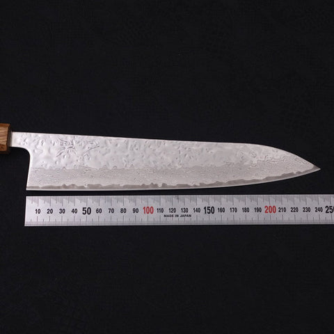 Gyuto AUS-10 Mirror Tsuchime Damascus Yaki-Urushi Handle 240mm-AUS-10-Damascus-Japanese Handle-[Musashi]-[Japanese-Kitchen-Knives]