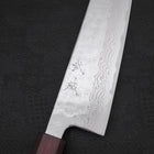 Gyuto AUS-10 Nashiji Damascus Purple Urushi Handle 210mm-AUS-10-Damascus-Japanese Handle-[Musashi]-[Japanese-Kitchen-Knives]