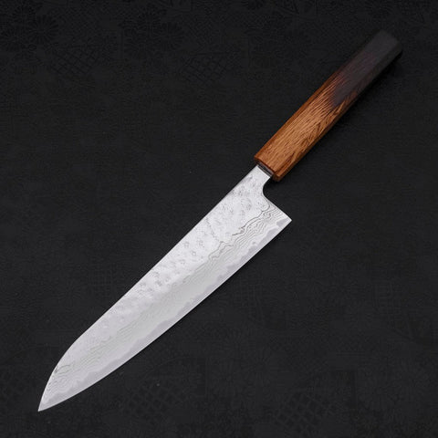 Gyuto AUS-10 Nashiji Damascus Yaki Urushi Handle 210mm-AUS-10-Damascus-Japanese Handle-[Musashi]-[Japanese-Kitchen-Knives]