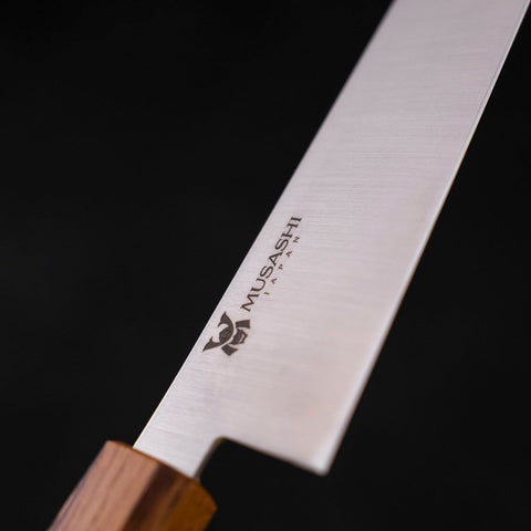 Gyuto AUS-10 Polished Oak Handle 180mm-AUS-10-Polished-Japanese Handle-[Musashi]-[Japanese-Kitchen-Knives]