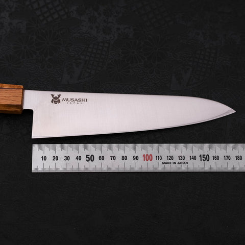 Gyuto AUS-10 Polished Oak Handle 180mm-AUS-10-Polished-Japanese Handle-[Musashi]-[Japanese-Kitchen-Knives]