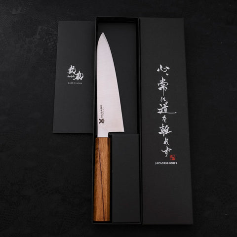 Gyuto AUS-10 Polished Oak Handle 180mm-AUS-10-Polished-Japanese Handle-[Musashi]-[Japanese-Kitchen-Knives]