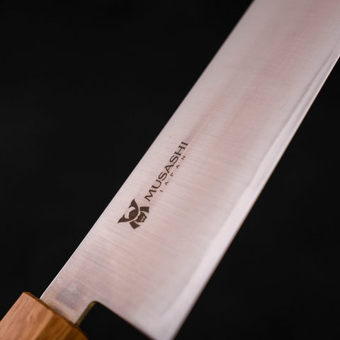 Gyuto AUS-10 Polished Oak Handle 240mm-AUS-10-Polished-Japanese Handle-[Musashi]-[Japanese-Kitchen-Knives]