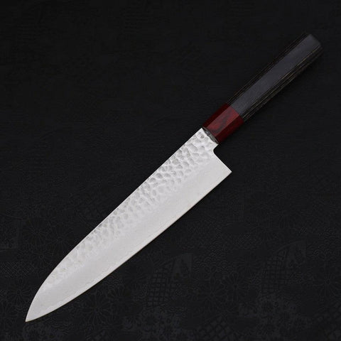 Gyuto AUS-10 Tsuchime Damascus Cherry Handle 210mm-AUS-10-Damascus-Japanese Handle-[Musashi]-[Japanese-Kitchen-Knives]