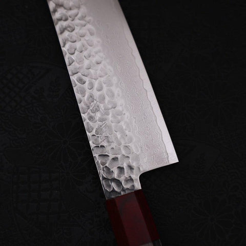 Gyuto AUS-10 Tsuchime Damascus Cherry Handle 210mm-AUS-10-Damascus-Japanese Handle-[Musashi]-[Japanese-Kitchen-Knives]