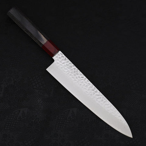 Gyuto AUS-10 Tsuchime Damascus Cherry Handle 210mm-AUS-10-Damascus-Japanese Handle-[Musashi]-[Japanese-Kitchen-Knives]