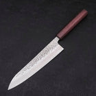 Gyuto AUS-10 Tsuchime Damascus Purple Urushi Handle 210mm-AUS-10-Damascus-Japanese Handle-[Musashi]-[Japanese-Kitchen-Knives]