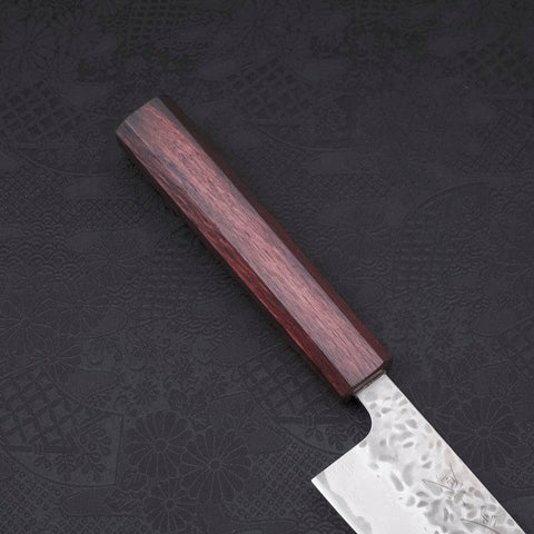 Gyuto AUS-10 Tsuchime Damascus Purple Urushi Handle 210mm-AUS-10-Damascus-Japanese Handle-[Musashi]-[Japanese-Kitchen-Knives]