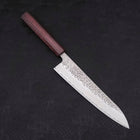 Gyuto AUS-10 Tsuchime Damascus Purple Urushi Handle 210mm-AUS-10-Damascus-Japanese Handle-[Musashi]-[Japanese-Kitchen-Knives]