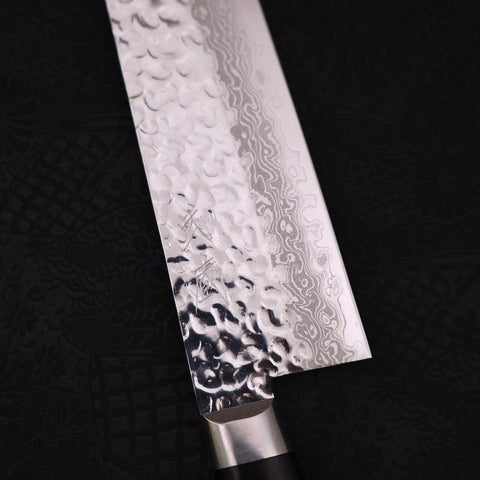 Gyuto AUS-10 Tsuchime Damascus Western Black Handle 210mm-AUS-10-Damascus-Western Handle-[Musashi]-[Japanese-Kitchen-Knives]