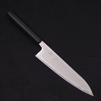 Gyuto AUS-10 Wave Nickel Damascus Ocean Black Handle 180mm-AUS-10-Damascus-Japanese Handle-[Musashi]-[Japanese-Kitchen-Knives]