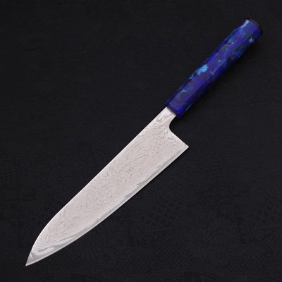 Gyuto AUS-10 Wave Nickel Damascus Ocean Blue Handle 180mm-AUS-10-Damascus-Japanese Handle-[Musashi]-[Japanese-Kitchen-Knives]
