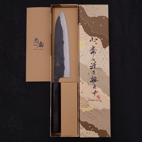 Gyuto Blue Super Kurouchi Buffalo Ebony Handle 180mm-Blue Super-Kurouchi-Japanese Handle-[Musashi]-[Japanese-Kitchen-Knives]