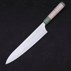 Gyuto Blue Super Polished Maple Green Handle 240mm-Blue Super-Polished-Japanese Handle-[Musashi]-[Japanese-Kitchen-Knives]