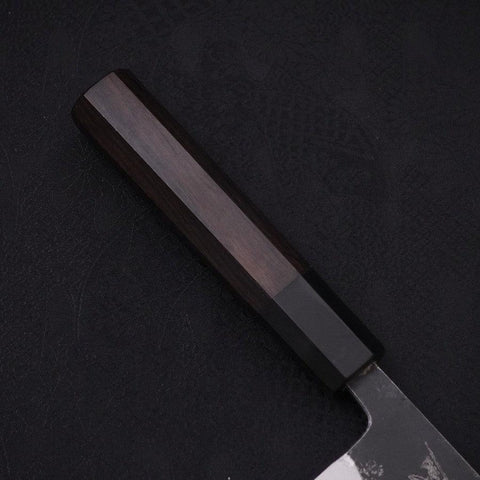 Gyuto Blue steel #1 Kurouchi Buffalo Ebony Handle 180mm-Blue steel #1-Kurouchi-Japanese Handle-[Musashi]-[Japanese-Kitchen-Knives]