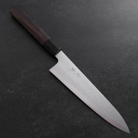 Gyuto Blue steel #1 Suminagashi Buffalo Ebony Handle 180mm-[Musashi]-[Japanese-Kitchen-Knives]