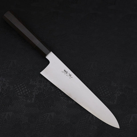 Gyuto Blue steel #1 Suminagashi Buffalo Ebony Handle 240mm-[Musashi]-[Japanese-Kitchen-Knives]