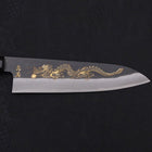 Gyuto Blue steel #2 Kurouchi Chokin Dragon Buffalo Ebony Handle 210mm-Blue steel #2-Kurouchi-Japanese Handle-[Musashi]-[Japanese-Kitchen-Knives]