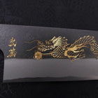 Gyuto Blue steel #2 Kurouchi Chokin Dragon Buffalo Ebony Handle 210mm-Blue steel #2-Kurouchi-Japanese Handle-[Musashi]-[Japanese-Kitchen-Knives]