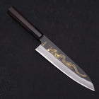 Gyuto Blue steel #2 Kurouchi Chokin Dragon Buffalo Ebony Handle 210mm-Blue steel #2-Kurouchi-Japanese Handle-[Musashi]-[Japanese-Kitchen-Knives]