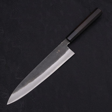 Gyuto Blue steel #2 Kurouchi Chokin Dragon Buffalo Ebony Handle 240mm-Blue steel #2-Kurouchi-Japanese Handle-[Musashi]-[Japanese-Kitchen-Knives]