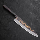 Gyuto Blue steel #2 Kurouchi Chokin Dragon Buffalo Ebony Handle 240mm-Blue steel #2-Kurouchi-Japanese Handle-[Musashi]-[Japanese-Kitchen-Knives]