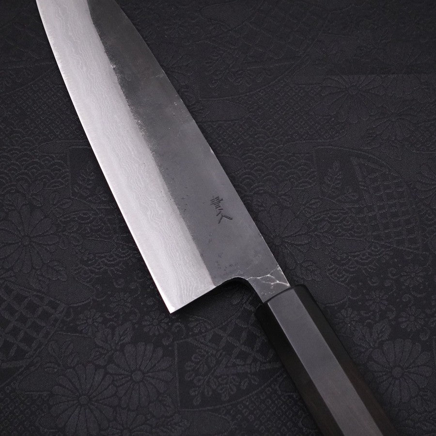 Gyuto Blue steel #2 Kurouchi Damascus Buffalo Ebony Handle 180mm-Blue steel #2-Damascus-Japanese Handle-[Musashi]-[Japanese-Kitchen-Knives]