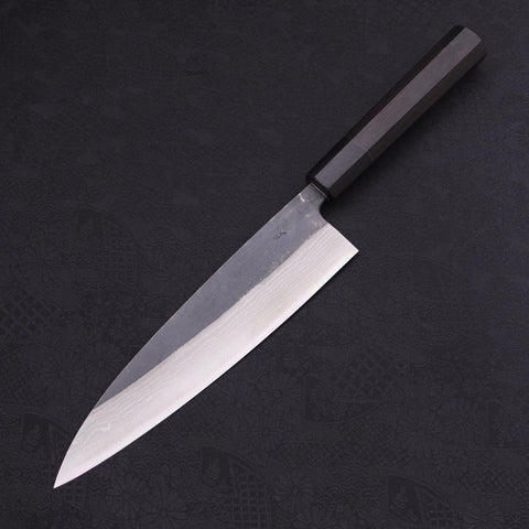 Gyuto Blue steel #2 Kurouchi Damascus Buffalo Ebony Handle 210mm-Blue steel #2-Damascus-Japanese Handle-[Musashi]-[Japanese-Kitchen-Knives]