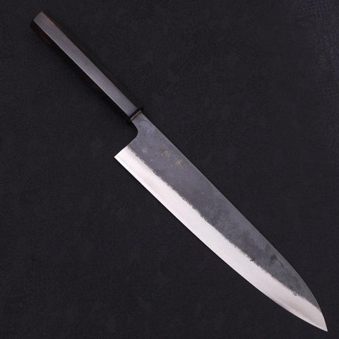 Gyuto Blue steel #2 Kurouchi Damascus Buffalo Ebony Handle 240mm-Blue steel #2-Damascus-Japanese Handle-[Musashi]-[Japanese-Kitchen-Knives]